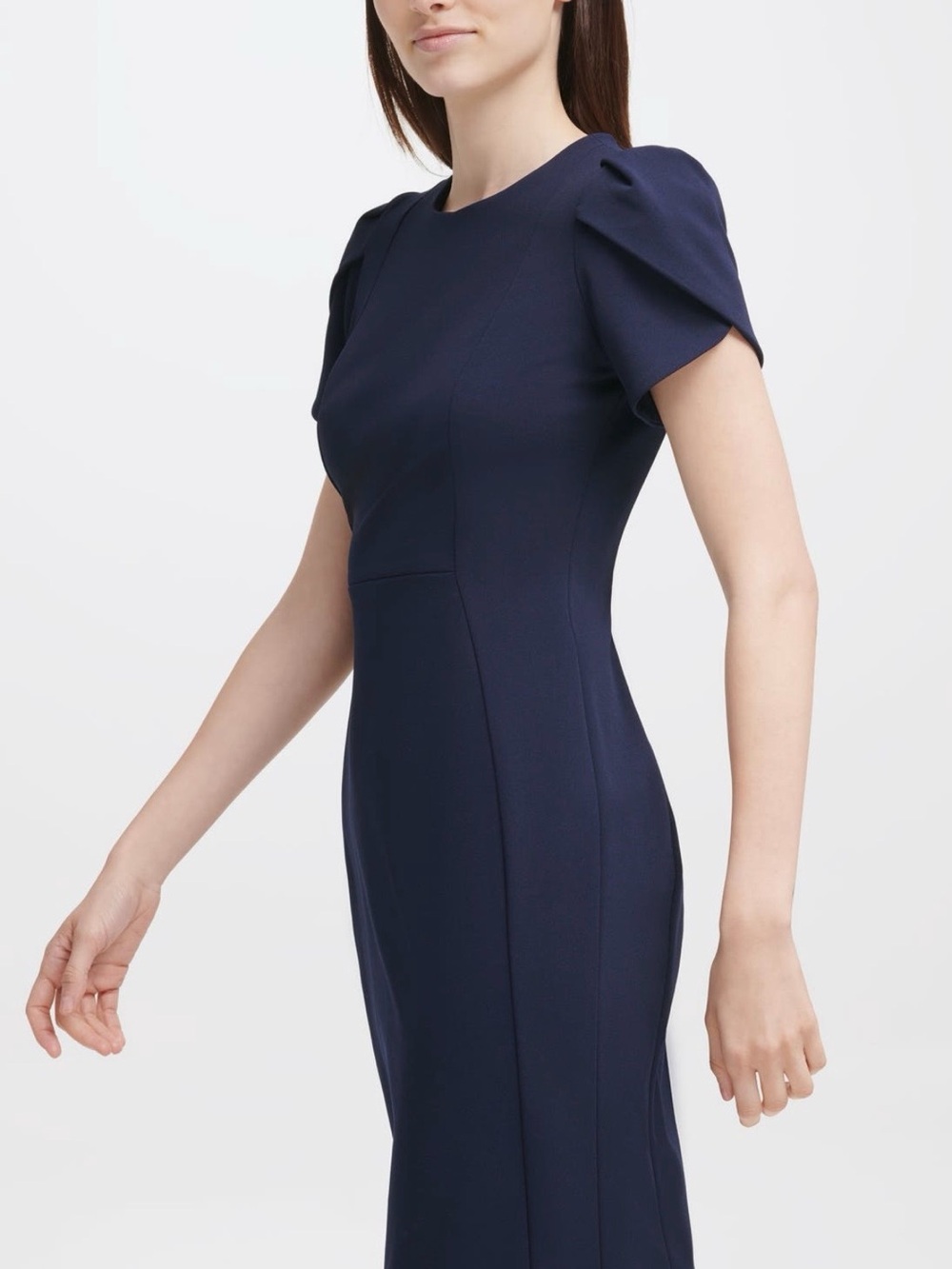 NWT Calvin Klein Navy Blue Tulip Sleeve Sheath Dress Size 10